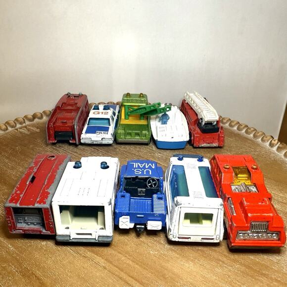Vintage Die-Cast Lot of 10 Emergency & Utility Matchbox Vehicles - Police, Fire - Picture 2 of 16